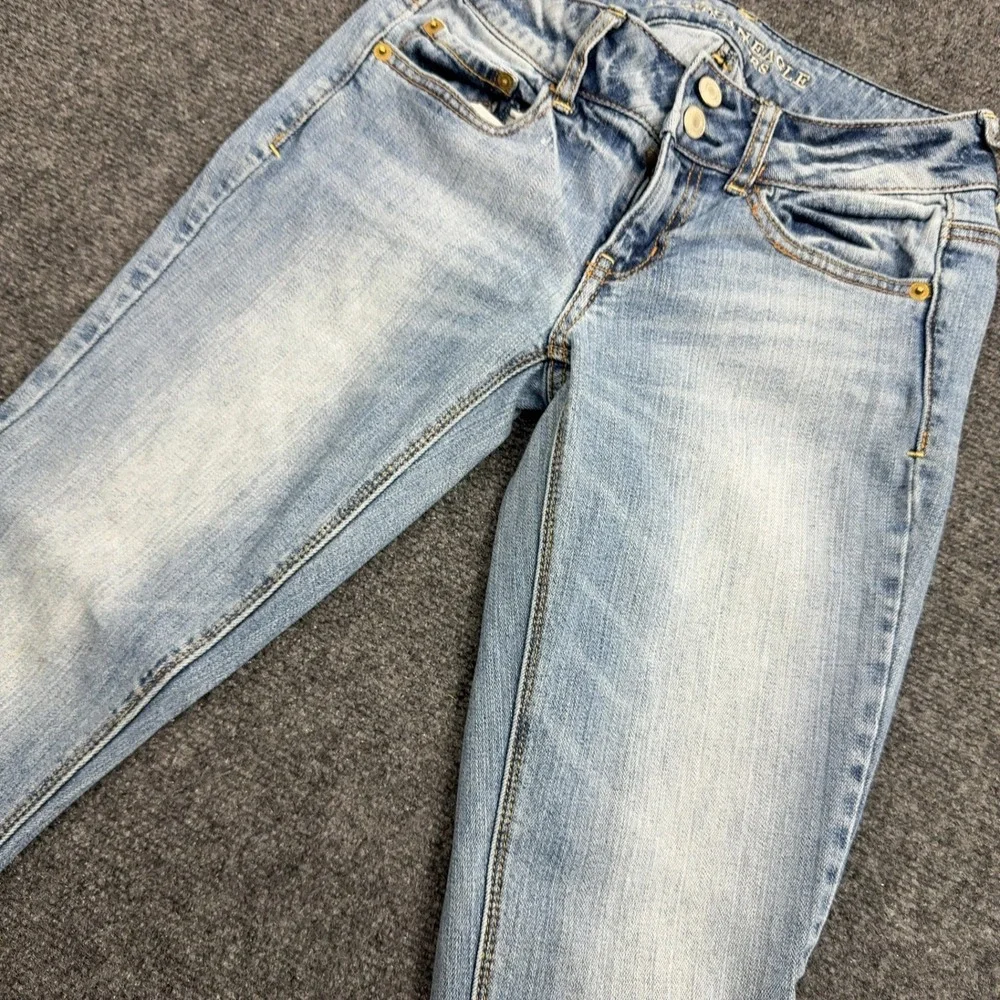 American Eagle Jeans Womens 2 Long Blue Cotton Artist Stretch Flare Low Rise Y2K